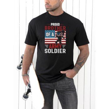 American Flag Slogan Graphic Print T-shirt Round Neck Short Sleeve Casual Patriotic Tee, Black
American Flag Slogan Graphic Print T-shirt Round Neck Short Sleeve Casual Patriotic Tee, Black