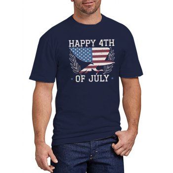 American Flag Eagle Letter Leaf Print Graphic T-shirt Patriotic Short Sleeve Casual Tee, Deep blue
American Flag Eagle Letter Leaf Print Graphic T-shirt Patriotic Short Sleeve Casual Tee, Deep blue