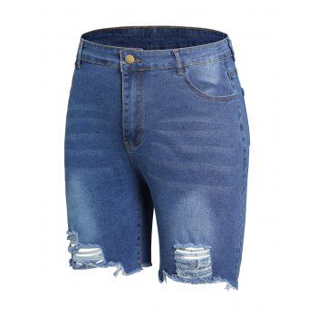 Plus Size Jeans Shorts Zipper Fly Multi Pockets Ripped Frayed Hem Denim Shorts, Blue
Plus Size Jeans Shorts Zipper Fly Multi Pockets Ripped Frayed Hem Denim Shorts, Blue