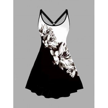 Plus Size Dress Flower Print Contrast Colorblock Cut Out A Line Mini Curve Dress, Multicolor a
Plus Size Dress Flower Print Contrast Colorblock Cut Out A Line Mini Curve Dress, Multicolor a