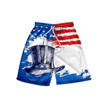 Patriotic Shorts Star Striped Hat Print Elastic Waist Patriotic Beach Shorts, Multicolor
Patriotic Shorts Star Striped Hat Print Elastic Waist Patriotic Beach Shorts, Multicolor