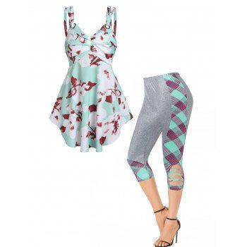 Flower Print Double Straps Tank Top and Colorblock Elastic Waist Summer Casual Capri Leggings Outfit, Multicolor
Flower Print Double Straps Tank Top and Colorblock Elastic Waist Summer Casual Capri Leggings Outfit, Multicolor