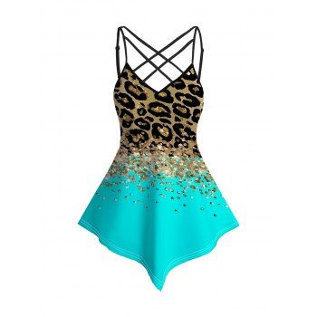 Leopard Print Casual Camisole Adjustable Spaghetti Straps Crossover Tank Top, Multicolor
Leopard Print Casual Camisole Adjustable Spaghetti Straps Crossover Tank Top, Multicolor