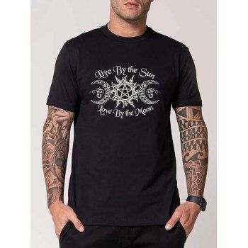 Sun and Moon Slogan Print Graphic T-shirt Short Sleeve Round Neck Casual Tee, Black
Sun and Moon Slogan Print Graphic T-shirt Short Sleeve Round Neck Casual Tee, Black