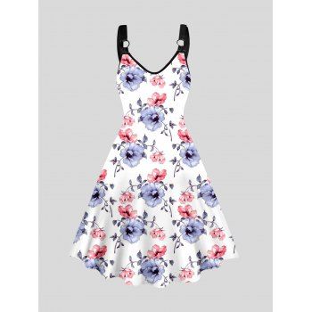 Flower Allover Print A Line Dress O Ring V Neck Sleeveless Casual Tank Dress, Multicolor
Flower Allover Print A Line Dress O Ring V Neck Sleeveless Casual Tank Dress, Multicolor