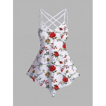 Floral Plant Print Asymmetrical Camisole Top Adjustable Spaghetti Straps Casual Tank Top, White
Floral Plant Print Asymmetrical Camisole Top Adjustable Spaghetti Straps Casual Tank Top, White