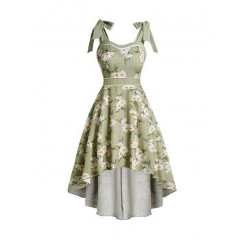 Daisy Print Tie Knot Shoulder High Low Dress Contrast Piping High Waist Vacation Dress, Light green
Daisy Print Tie Knot Shoulder High Low Dress Contrast Piping High Waist Vacation Dress, Light green