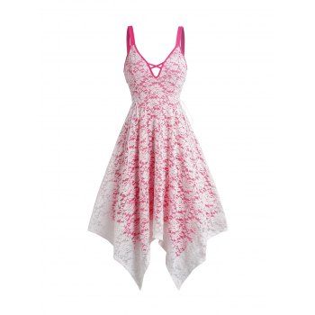 Lace Overlay Handkerchief Dress Colorblock Lace Up Crisscross Casual Midi Dress, Light pink
Lace Overlay Handkerchief Dress Colorblock Lace Up Crisscross Casual Midi Dress, Light pink