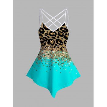 Leopard Print Casual Camisole Adjustable Spaghetti Straps Crossover Tank Top, Multicolor a
Leopard Print Casual Camisole Adjustable Spaghetti Straps Crossover Tank Top, Multicolor a