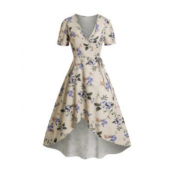 Floral Allover Print Wrap Dress Self Belted Plunging Neck Casual Midi Dress, Light yellow
Floral Allover Print Wrap Dress Self Belted Plunging Neck Casual Midi Dress, Light yellow