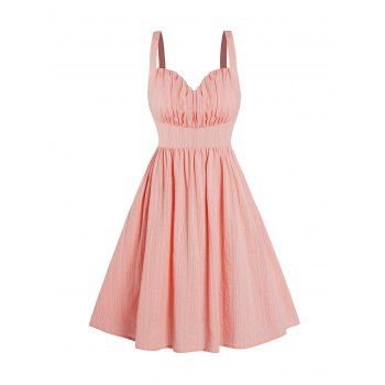 Solid Color Ruched Bust Mini Dress Textured Sleeveless A Line Cami Dress, Light pink
Solid Color Ruched Bust Mini Dress Textured Sleeveless A Line Cami Dress, Light pink
