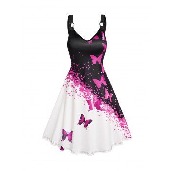 Colorblock Butterfly Print Dress Sleeveless O Ring V Neck Cami Dress, Light purple
Colorblock Butterfly Print Dress Sleeveless O Ring V Neck Cami Dress, Light purple
