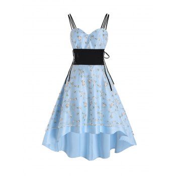 Elegant Party Dress Embroidered Leaf Floral Mesh Overlay Lace Up High Waist High Low Midi Prom Dress, Light blue
Elegant Party Dress Embroidered Leaf Floral Mesh Overlay Lace Up High Waist High Low Midi Prom Dress, Light blue