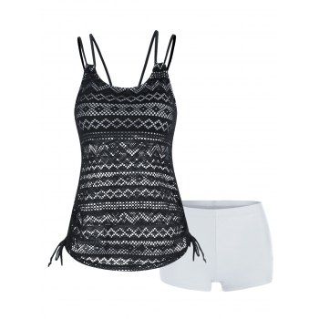 Modest Tankini Swimsuit Crochet Bathing Suit Crisscross Cinched Hollow Out Boyleg Dual Strap Swimwear Set, White
Modest Tankini Swimsuit Crochet Bathing Suit Crisscross Cinched Hollow Out Boyleg Dual Strap Swimwear Set, White