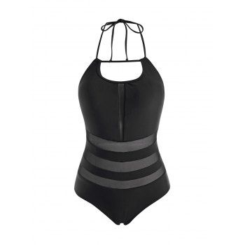 Tummy Control One-piece Swimwear Set Black Mesh Insert Swimsuit Tie Back Halter One-piece Swimsuit
Tummy Control One-piece Swimwear Set Black Mesh Insert Swimsuit Tie Back Halter One-piece Swimsuit