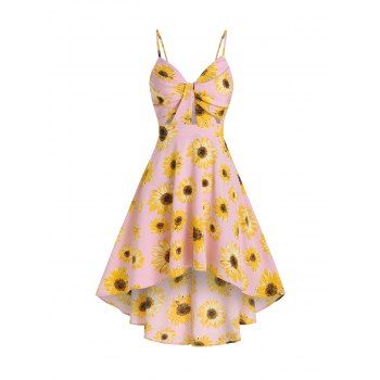 Vacation Sunflower Print Sundress Spaghetti Strap Summer High Low A Line Dress, Light pink
Vacation Sunflower Print Sundress Spaghetti Strap Summer High Low A Line Dress, Light pink
