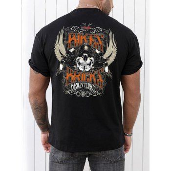 Skull Wing Slogan Print Graphic T-shirt Casual Short Sleeve Round Neck Tee, Black
Skull Wing Slogan Print Graphic T-shirt Casual Short Sleeve Round Neck Tee, Black