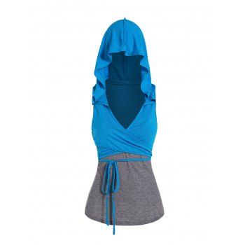 Crossover Bandage Sleeveless Hooded Crop Top And V Neck Spaghetti Strap Camisole Two Piece Set, Blue
Crossover Bandage Sleeveless Hooded Crop Top And V Neck Spaghetti Strap Camisole Two Piece Set, Blue