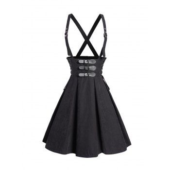 Buckle Strap Suspender Skirt Plain Color Lace Up Criss Cross Suspender Skirt, Black
Buckle Strap Suspender Skirt Plain Color Lace Up Criss Cross Suspender Skirt, Black