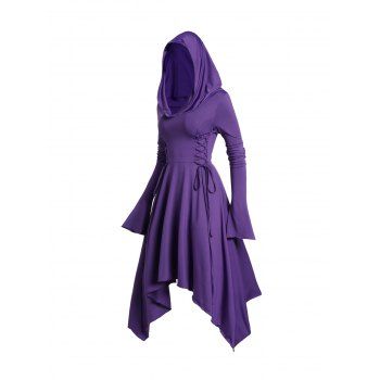 Lace Up Halloween Hooded Dress Multi Usage Handkerchief Hem Gothic Mini Dress, Purple
Lace Up Halloween Hooded Dress Multi Usage Handkerchief Hem Gothic Mini Dress, Purple
