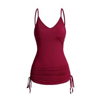 Cinched Ruched Camisole Plain Color Sleeveless Adjustable Strap Cami Top, Deep red
Cinched Ruched Camisole Plain Color Sleeveless Adjustable Strap Cami Top, Deep red