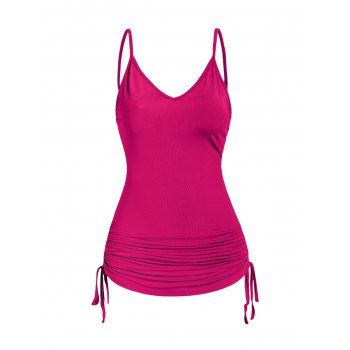 Plus Size Cinched Ruched Long Camisole Plain Color Sleeveless Casual Cami Top, Light pink
Plus Size Cinched Ruched Long Camisole Plain Color Sleeveless Casual Cami Top, Light pink