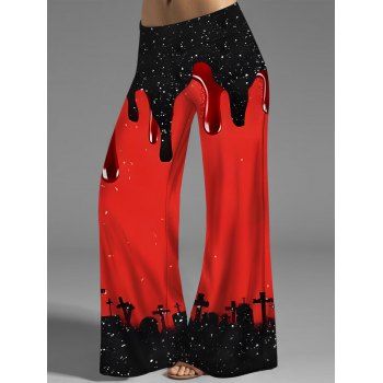 Halloween Galaxy Print Colorblock Wide Leg Pants Elastic Waist Casual Loose Pants, Red
Halloween Galaxy Print Colorblock Wide Leg Pants Elastic Waist Casual Loose Pants, Red