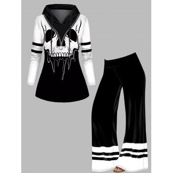 Halloween Colorblock Skull Print Half Zip Hoodie and Stripe Print Wide Leg Pants Outfit, Multicolor
Halloween Colorblock Skull Print Half Zip Hoodie and Stripe Print Wide Leg Pants Outfit, Multicolor