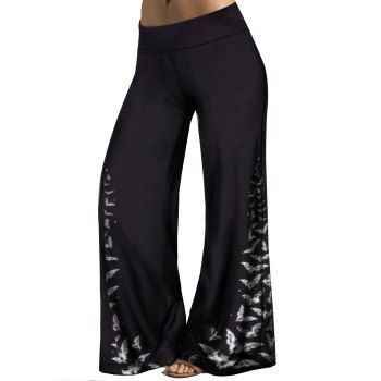 Halloween Bat Print Colorblock Wide Leg Pants Loose Middle Waist Casual Pants, Black
Halloween Bat Print Colorblock Wide Leg Pants Loose Middle Waist Casual Pants, Black