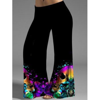Plus Size Halloween Wide Leg Pants Colorful Skull Print Middle Waist Pants, Multicolor a
Plus Size Halloween Wide Leg Pants Colorful Skull Print Middle Waist Pants, Multicolor a