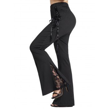 Plus Size Gothic Lace Up Flare Pants Plain Color Lace Patchwork Elastic Waist Casual Pants, Black
Plus Size Gothic Lace Up Flare Pants Plain Color Lace Patchwork Elastic Waist Casual Pants, Black