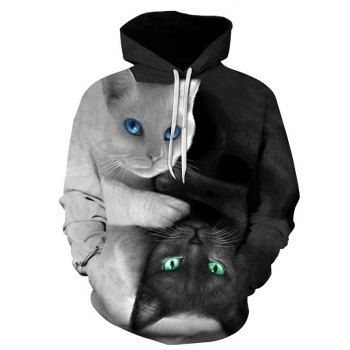 Two Tone Cat 3D Print Hoodie Kangaroo Pocket Drawstring Colorblock Hoodie, Black
Two Tone Cat 3D Print Hoodie Kangaroo Pocket Drawstring Colorblock Hoodie, Black