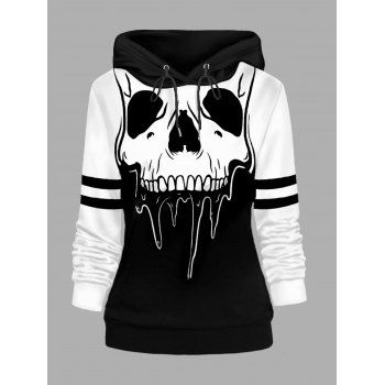 Colorblock Halloween Skull Print Women Hoodie Long Sleeve Drawstring Hoodie, Black
Colorblock Halloween Skull Print Women Hoodie Long Sleeve Drawstring Hoodie, Black