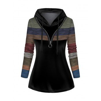 Colorblock Panel 3D Print Hoodie O Ring Zipper Detail Drawstring Hooded Top, Black
Colorblock Panel 3D Print Hoodie O Ring Zipper Detail Drawstring Hooded Top, Black