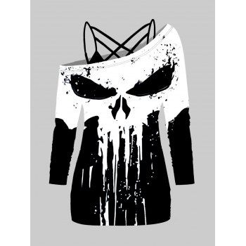 Splatter Painting Face Colorblock Print Skew Collar Top And Lattice Spaghetti Strap Camisole Two Piece Set, Black
Splatter Painting Face Colorblock Print Skew Collar Top And Lattice Spaghetti Strap Camisole Two Piece Set, Black
