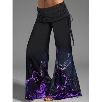 Psychedelic Flame Print Wide Leg Pants Cinched Ruched Foldover Loose Flare Pants, Purple
Psychedelic Flame Print Wide Leg Pants Cinched Ruched Foldover Loose Flare Pants, Purple