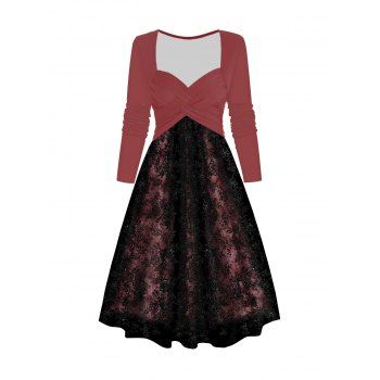 Colorblock Mesh 3D Print Long Sleeve Dress Crossover Long Sleeve Contrast High Waist Dress, Light pink
Colorblock Mesh 3D Print Long Sleeve Dress Crossover Long Sleeve Contrast High Waist Dress, Light pink