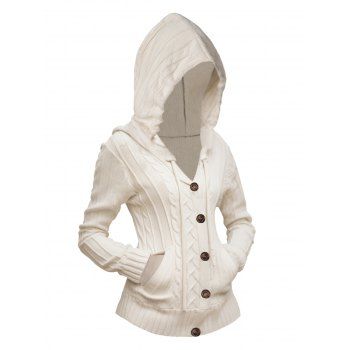 Cable Knit Button Up Hooded Cardigan Plain Color Long Sleeve Casual Cardigan, Light coffee
Cable Knit Button Up Hooded Cardigan Plain Color Long Sleeve Casual Cardigan, Light coffee