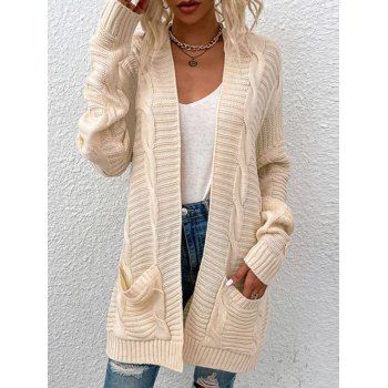 Drop Shoulder Twist Cable Knit Sweater Cardigan Solid Color Pocket Patches Open Front Cardigan, Light coffee
Drop Shoulder Twist Cable Knit Sweater Cardigan Solid Color Pocket Patches Open Front Cardigan, Light coffee