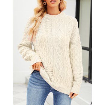 Geometric Cable Knit Drop Shoulder Sweater Solid Color Crew Neck Ribbed Hem Pullover Sweater, Light coffee
Geometric Cable Knit Drop Shoulder Sweater Solid Color Crew Neck Ribbed Hem Pullover Sweater, Light coffee