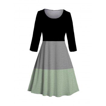 Plus Size & Curve Colorblock Dress Round Neck Three Quarter Sleeve Casual Midi Dress, Light green
Plus Size & Curve Colorblock Dress Round Neck Three Quarter Sleeve Casual Midi Dress, Light green