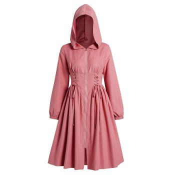 Lace Up Solid Color Mini Hooded Dress Zip Up High Waist Long Sleeve Dress With Hood, Light pink
Lace Up Solid Color Mini Hooded Dress Zip Up High Waist Long Sleeve Dress With Hood, Light pink
