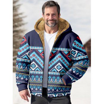 Fluffy Lining Ethnic Hooded Coat Tribal Geometric Print Zip Up Warm Coat, Multicolor
Fluffy Lining Ethnic Hooded Coat Tribal Geometric Print Zip Up Warm Coat, Multicolor
