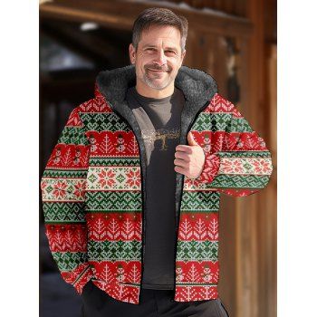 Fluffy Lining Hooded Coat Christmas Snowflake Snowman Allover Print Zip Up Warm Coat, Multicolor
Fluffy Lining Hooded Coat Christmas Snowflake Snowman Allover Print Zip Up Warm Coat, Multicolor