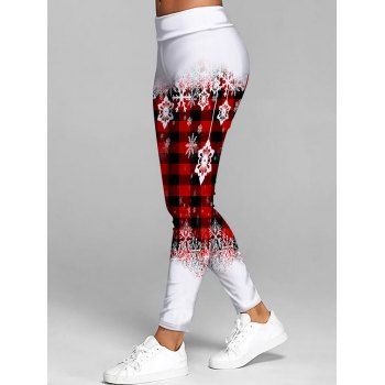 Christmas Plaid Snowflake Print Leggings Elastic Waist Long Leggings, Deep red
Christmas Plaid Snowflake Print Leggings Elastic Waist Long Leggings, Deep red