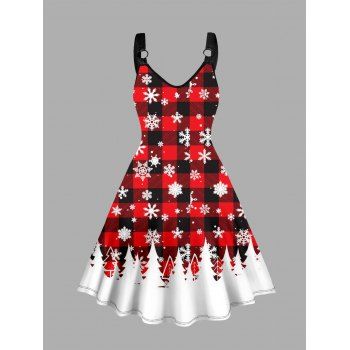 Plus Size & Curve Christmas Dress Snowflake Plaid Print V Neck O Ring Midi Dress, Red
Plus Size & Curve Christmas Dress Snowflake Plaid Print V Neck O Ring Midi Dress, Red