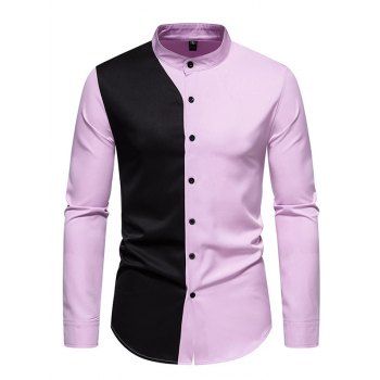 Two Tone Long Sleeve Shirt Button Down Stand-up Collar Casual Shirt, Light purple
Two Tone Long Sleeve Shirt Button Down Stand-up Collar Casual Shirt, Light purple
