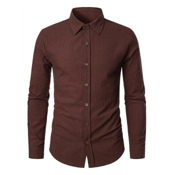 Solid Color Long Sleeve Shirt Turndown Collar Button Down Casual Shirt, Deep coffee
Solid Color Long Sleeve Shirt Turndown Collar Button Down Casual Shirt, Deep coffee