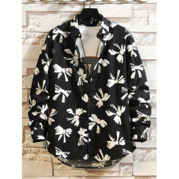 Allover Bowknot Print Shirt Long Sleeve Button Up Turndown Collar Casual Shirt, Black
Allover Bowknot Print Shirt Long Sleeve Button Up Turndown Collar Casual Shirt, Black
