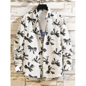 Allover Bowknot Print Shirt Long Sleeve Button Up Turndown Collar Casual Shirt, White
Allover Bowknot Print Shirt Long Sleeve Button Up Turndown Collar Casual Shirt, White